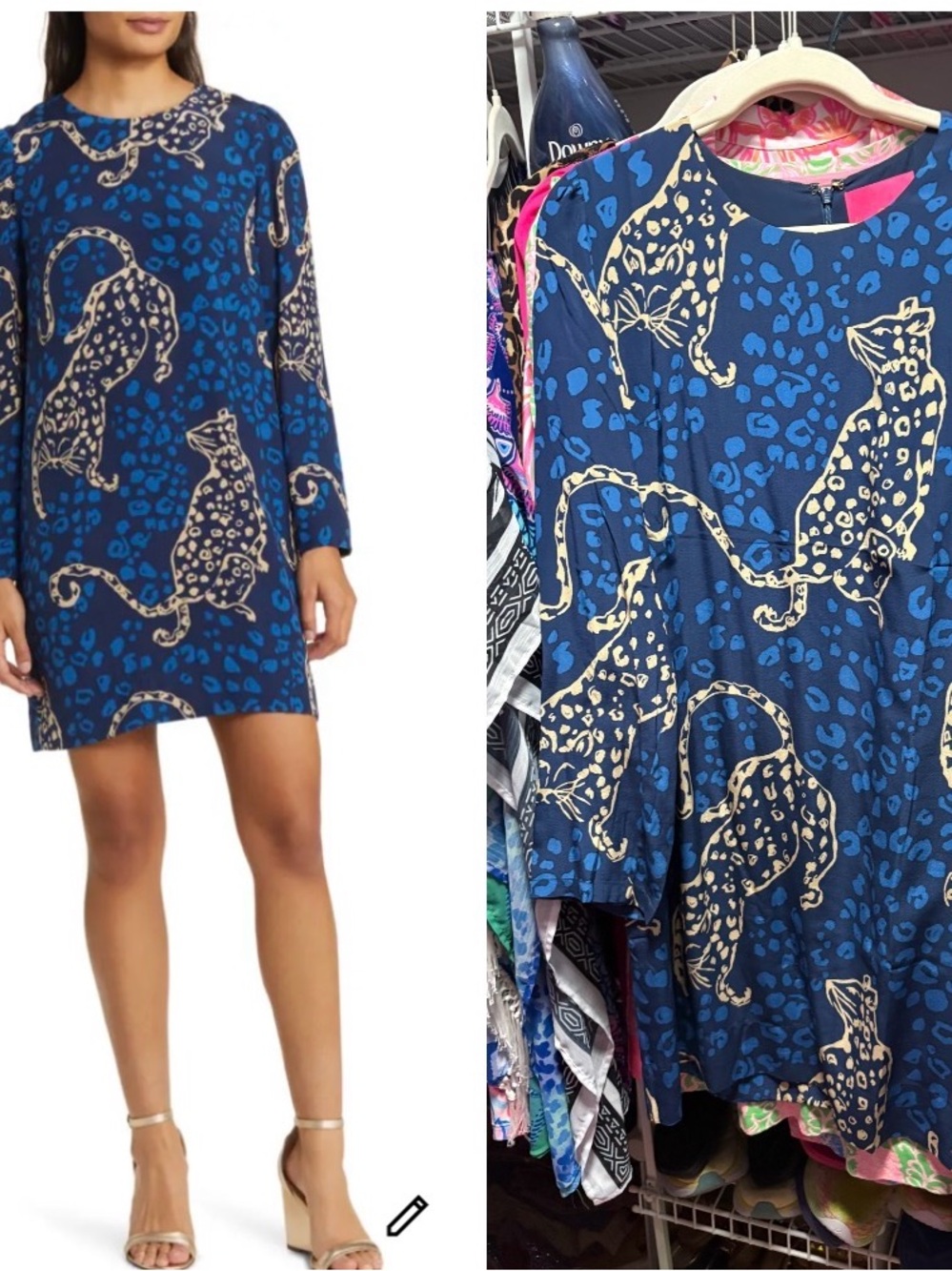 Lilly Pulitzer Tyra silk Blue Leopard Print Dress